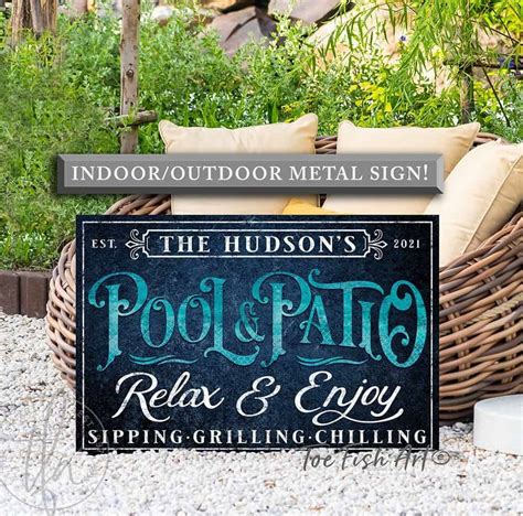 outdoor metal signs large for pool house|decorative pool signs.